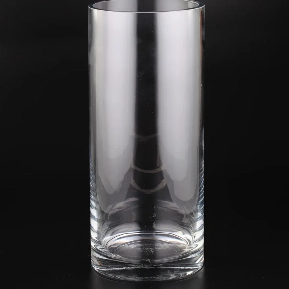 Restoration Hardware Cylinder Glass Vase Thick Modern Minimalist Clean V Day NWT